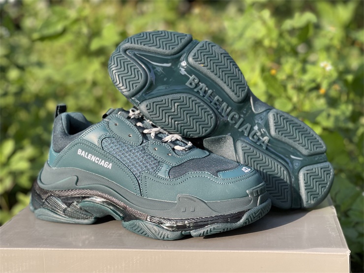 balenciaga triple s clear sole green