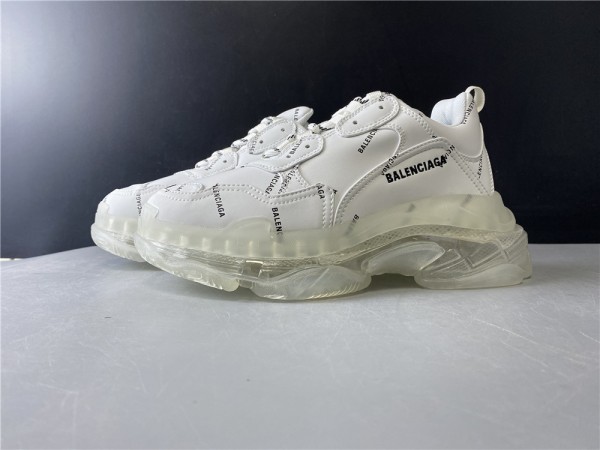 Balenciaga Allover Logo Triple S Clear Sole White