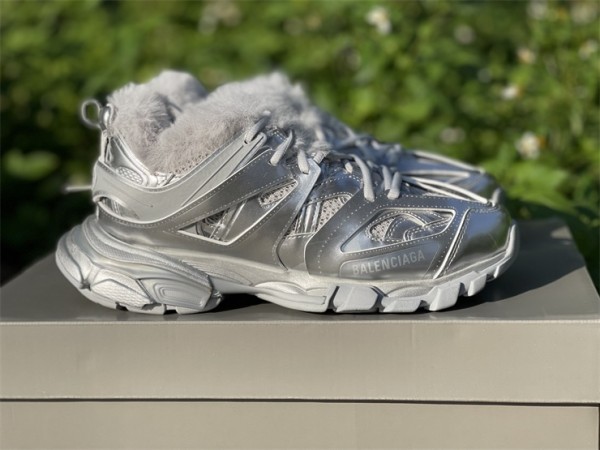 Balenciaga Track Sneaker Silver with Fur