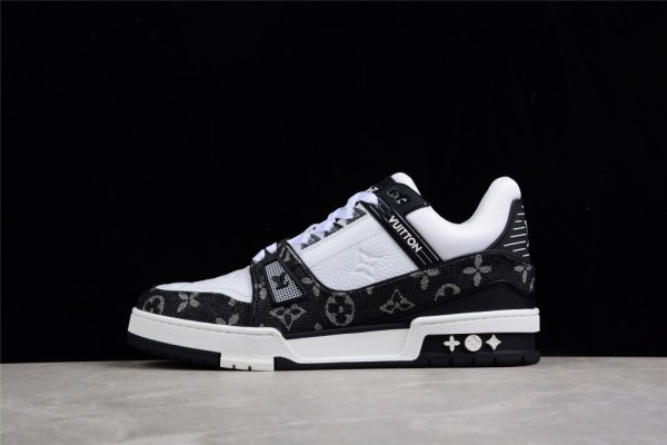 LV Trainer Sneaker Black Denim Monogram