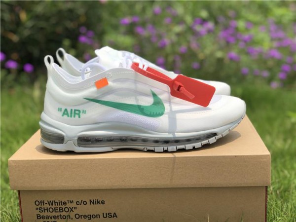 NIKE AIR MAX 97 Off-White/Wolf Grey White Green AJ4585-101 (OW-0014)