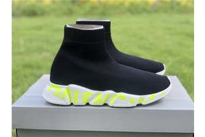 Balenciaga Graffiti Speed Sneaker Black/White-Fluorescent Green