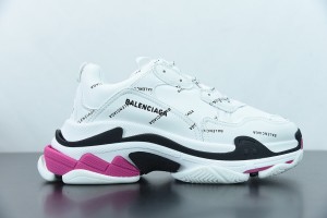 Balenciaga Allover Logo Triple S Sneaker White/Black/Pink
